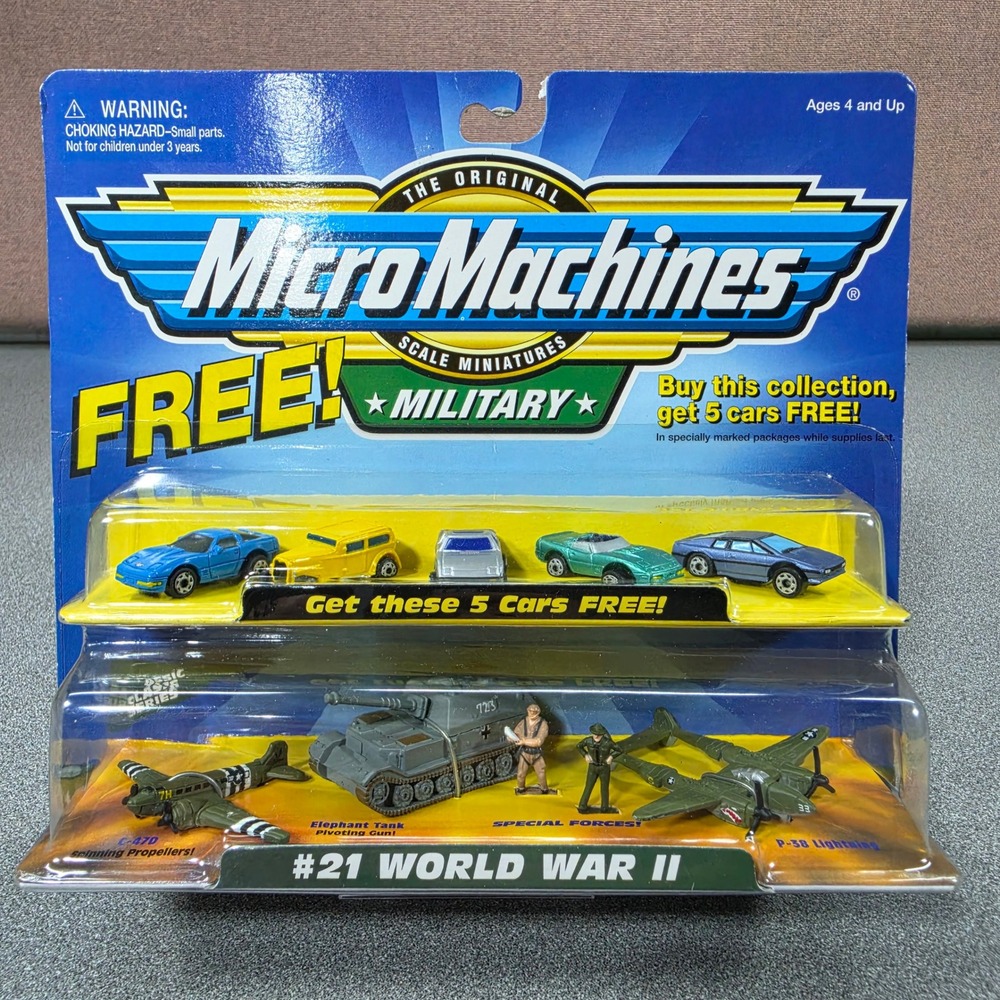 Galoob Micro Machines Military #21 World War II Set NIP New 5 Free Cars 1999
